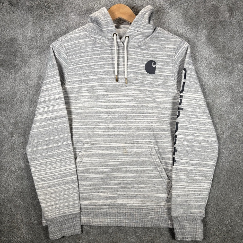 Carhartt Hoodie Sweatshirt Womens M Gray Fleece Clarksburg Spellout Workwear